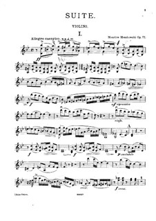 Suite for Two Violins and Piano, Op.71: Violin I part by Moritz Moszkowski