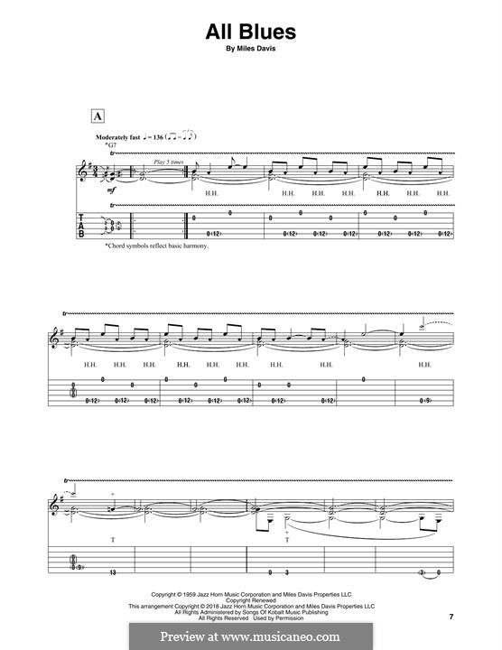 All Blues: For guitar with tab by Miles Davis