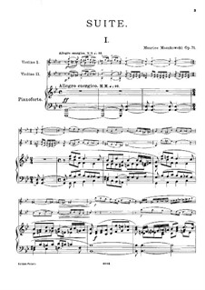 Suite for Two Violins and Piano, Op.71: Full score by Moritz Moszkowski
