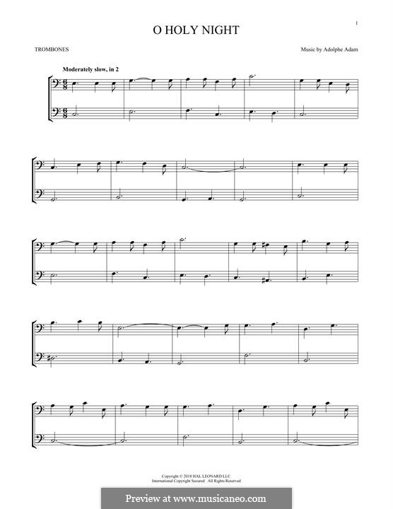 Instrumental version (Printable scores): For two trombones by Adolphe Adam