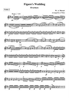 Overture: Version for string quartet – violin II part by Wolfgang Amadeus Mozart