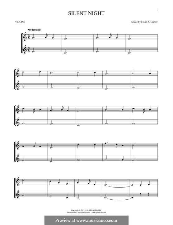 Duo instruments version: For two violins by Franz Xaver Gruber