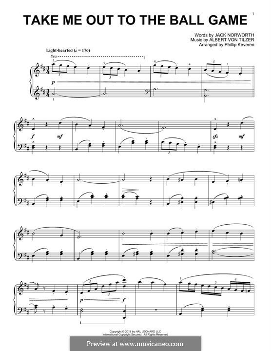 Take Me Out to the Ball Game: For piano by Albert von Tilzer