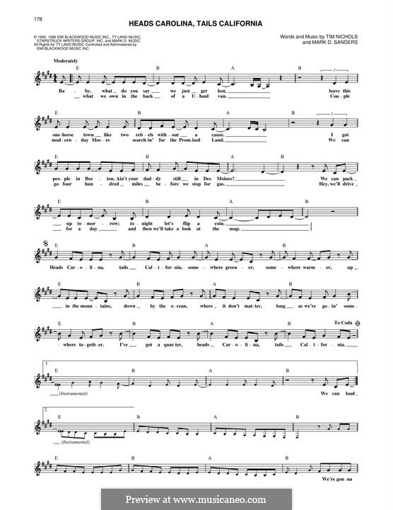 Heads Carolina, Tails California (Jo Dee Messina) by M.D. Sanders, T