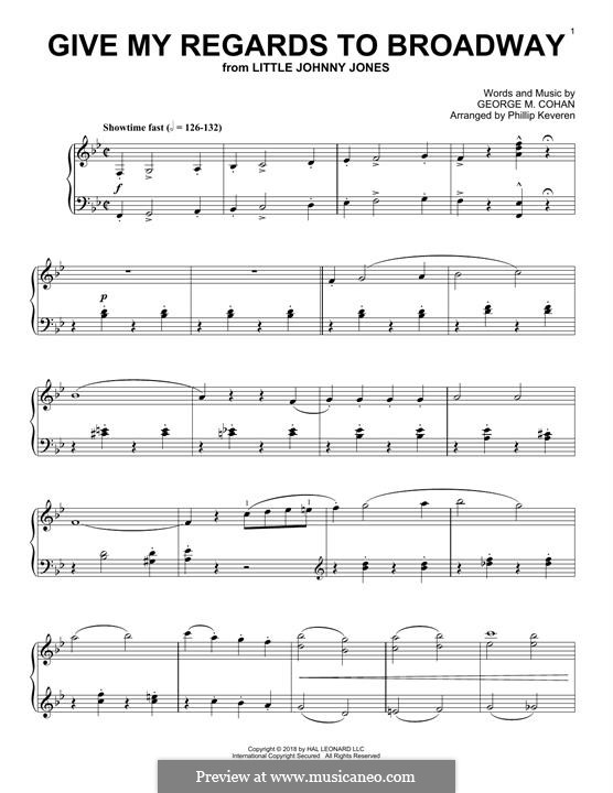 Give My Regards to Broadway: For easy piano by George Michael Cohan
