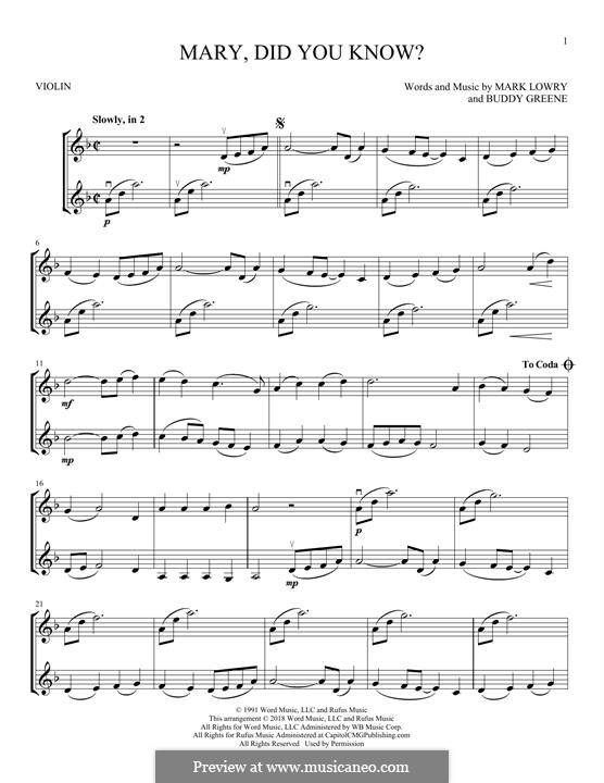 Mary Did You Know By B Green Sheet Music On Musicaneo