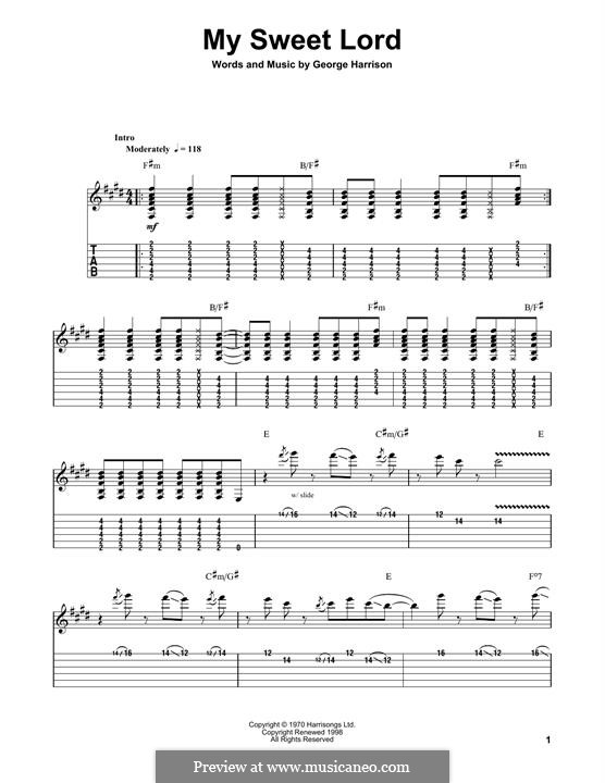 My Sweet Lord: For guitar with tab by George Harrison
