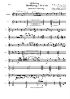 Swallow (Dzidzernag): For clarinet and guitar by Komitas Vardapet