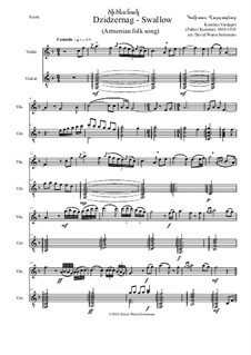 Swallow (Dzidzernag): For violin and guitar by Komitas Vardapet