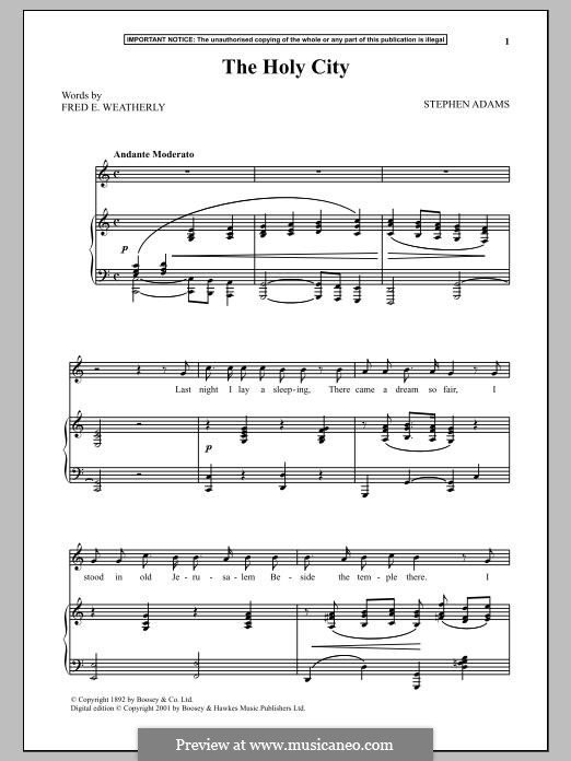 The Holy City: For voice and piano by Stephen Adams
