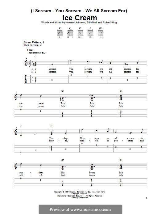 (I Scream-You Scream-We All Scream For) Ice Cream: For guitar with tab by Robert King, Howard E. Johnson, Billy Moll