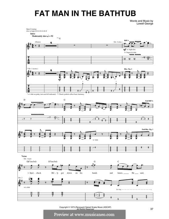 Fat Man in the Bathtub (Little Feat): For guitar with tab by Lowell George