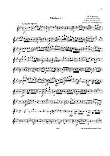 Concerto for Piano and Orchestra No.6 in B Flat Major, K.238: Arrangement for string quintet – violin I part by Wolfgang Amadeus Mozart