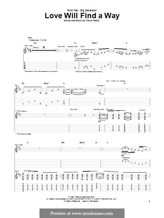 Love Will Find a Way (Yes) by T. Rabin sheet music on MusicaNeo