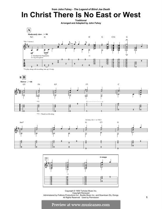 In Christ There Is No East or West: For guitar with tab by folklore