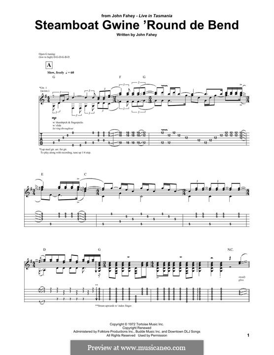 Steamboat Gwine 'Round De Bend: For guitar with tab by John Fahey