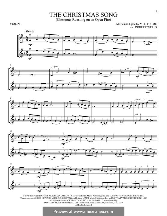 Two instruments version: For two violins by Mel Tormé, Robert Wells