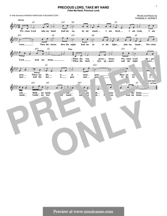 Precious Lord, Take My Hand (Take My Hand, Precious Lord): Melody line by Thomas A. Dorsey