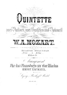 String Quintet No.4 in G Minor, K.516: Arrangement for piano four hands by Wolfgang Amadeus Mozart