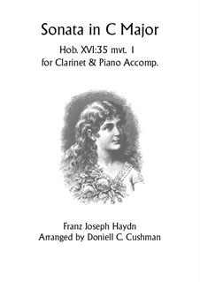 Sonata for Piano No.48 in C Major, Hob.XVI/35: Movement I, for clarinet and piano by Joseph Haydn