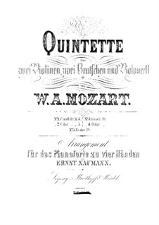 String Quintet No.3 in C Major, K.515: Arrangement for piano four hands by Wolfgang Amadeus Mozart