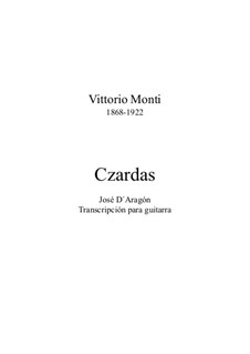 Czardas: For acoustic guitar by Vittorio Monti