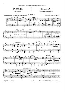 Verschiedene Stücke, Op.93: Heft I Ballade, für zwei Klaviere, vierhändig – Klavierstimme II by Anton Rubinstein