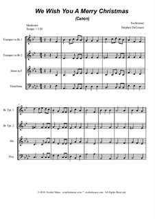 We Wish You a Merry Christmas: For brass quartet (canon) by folklore