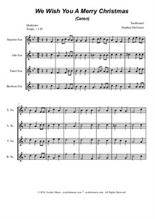 We Wish You a Merry Christmas: For saxophone quartet (canon) by folklore