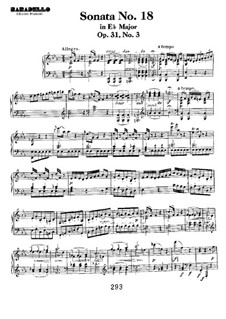 Sonata for Piano No.18 'The Hunt', Op.31 No.3: For a single performer by Ludwig van Beethoven