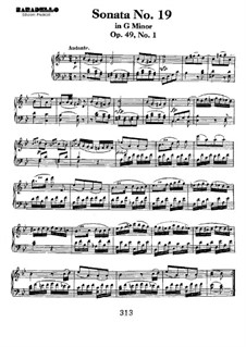 Sonata for Piano No.19, Op.49 No.1: For a single performer by Ludwig van Beethoven