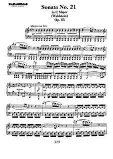 Sonata for Piano No.21 'Waldstein', Op.53: For a single performer by Ludwig van Beethoven