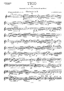 Trio for Clarinet (Violin), Cello and Piano in E Flat Major, Op.11: Clarinet part by Johan Amberg