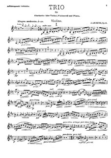 Trio for Clarinet (Violin), Cello and Piano in E Flat Major, Op.11: Violin part by Johan Amberg