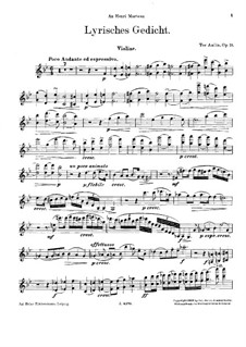 Lyrisches Gedicht (Lyric Poem) for Violin and Piano, Op.21: Solo part by Tor Aulin