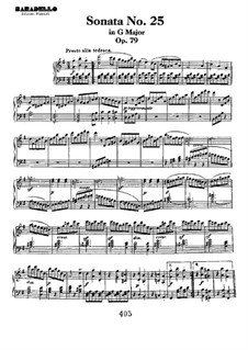 Sonata for Piano No.25, Op.79: For a single performer by Ludwig van Beethoven