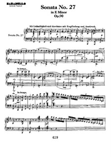 Sonata for Piano No.27, Op.90: For a single performer by Ludwig van Beethoven