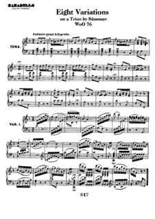 Eight Variations on Theme from 'Soliman II' by F. Süssmayr, WoO 76: For piano by Ludwig van Beethoven