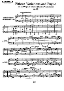 Fifteen Variations and Fugue on Original Theme (Eroica Variations) , Op.35: For piano by Ludwig van Beethoven