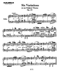Six Variations on a Swiss Song, Op.34: For piano by Ludwig van Beethoven