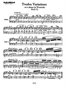 Twelve Variations on Russian Dance from 'Das Waldmädchen' by P. Wranitzky, WoO 71: For piano by Ludwig van Beethoven