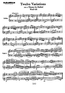 Twelve Variations on 'Menuet a la Vigano' from 'Le nozze disturbate' by J. Haibel, WoO 68: For piano by Ludwig van Beethoven
