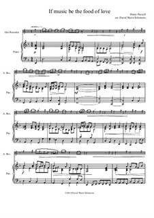 If music be the food of love: For alto recorder and piano by Henry Purcell