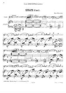Sonata for Violin and Piano in E Minor: Score by Hans Koessler