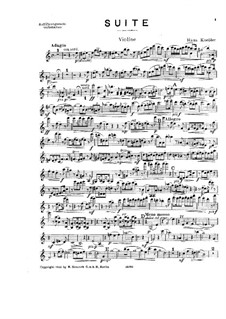 Trio Suite for Violin, Viola and Piano: Violin and viola part by Hans Koessler