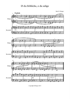 12 Weihnachtslieder für Klavier zu 4 Händen: Nr.8 O du fröhliche, o du selige by folklore, Friedrich Silcher, Franz Xaver Gruber, Ernst Richter, Johann Abraham Schulz, James Lord Pierpont, Unknown (works before 1850)