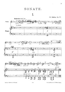 Sonata for Violin and Piano, Op.57: Score by Otto Malling