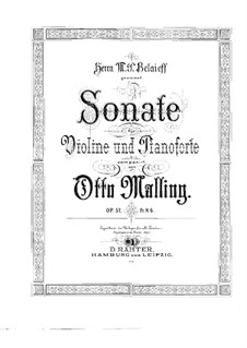 Sonata for Violin and Piano, Op.57: Solo part by Otto Malling