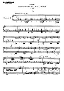 Concerto for Piano and Orchestra No.20 in D Minor, K.466: Arrangement for two pianos four hands by Wolfgang Amadeus Mozart