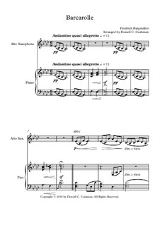 No.22 Barcarolle: For alto saxophone and piano by Johann Friedrich Burgmüller